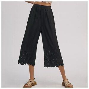 Anthropologie Wide-Leg Eyelet Crop Pants
